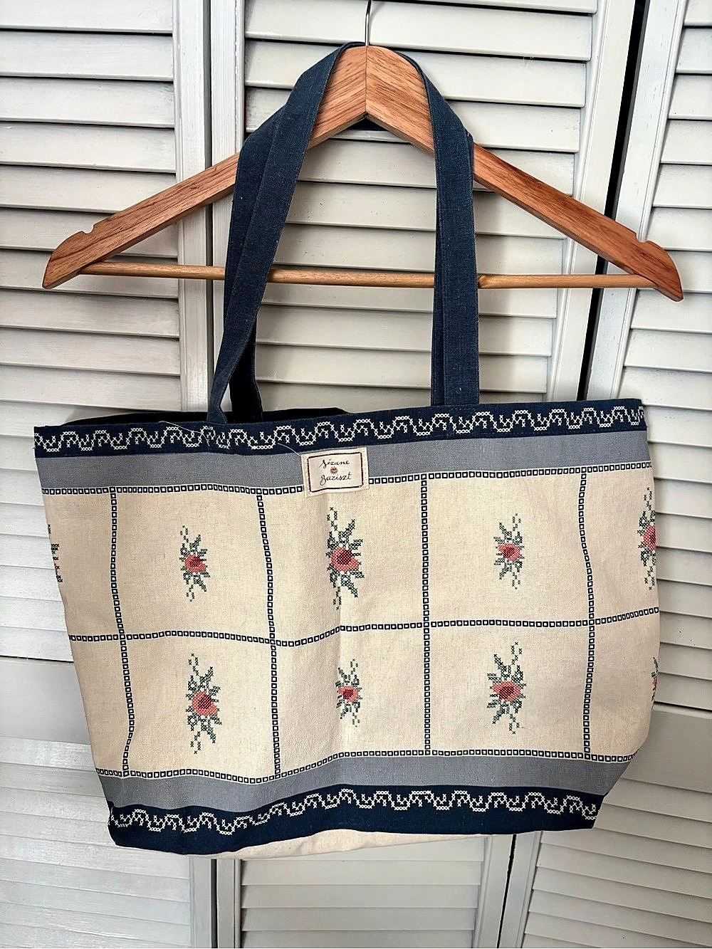 Sézane x Andión Tote Bag Floral Cream & Blue